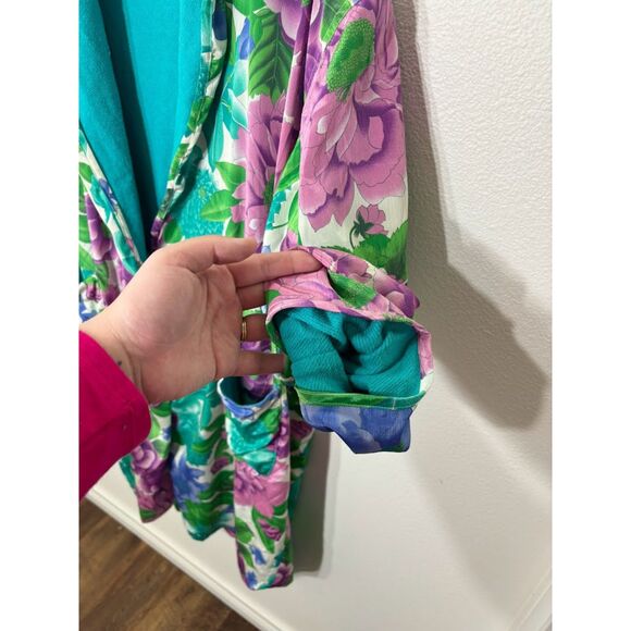 Victoria's Secret Gold Label Robe VTG Floral Terrycloth Retro House Coat Lounge - Picture 2 of 7